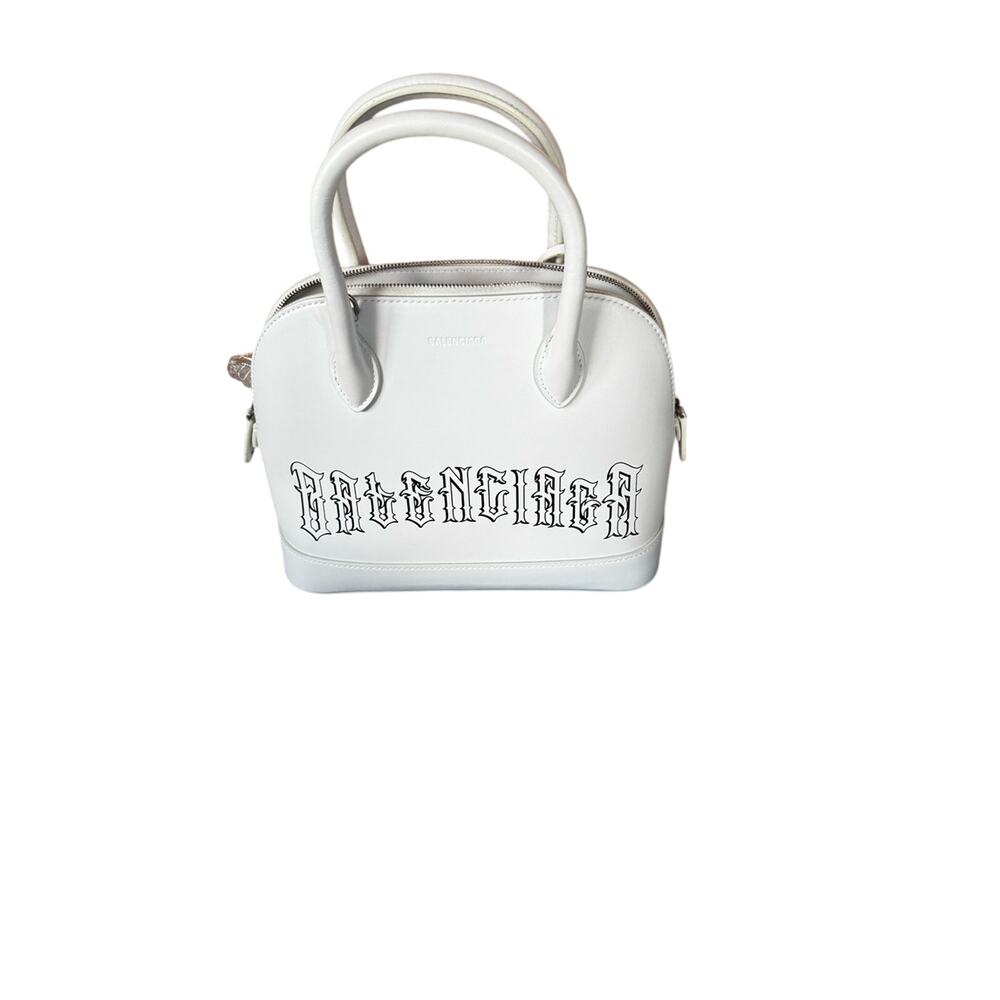 Balenciaga Ville Small Top Handle White Leather Bag